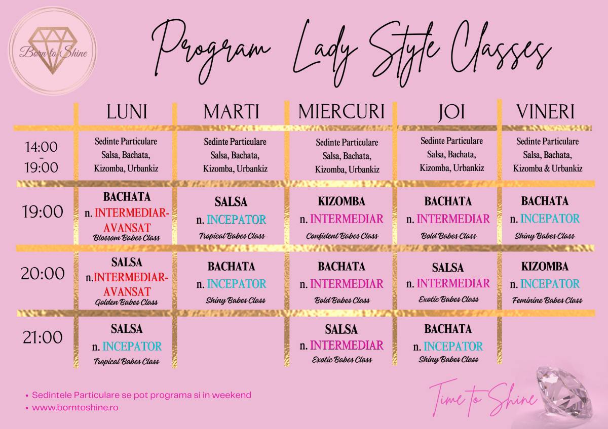 Program Cursuri TOAMNA 2026 DANS SALSA BACHATA KIZOMBA URBANKIZ LADY STYLE pentru FETE SI FEMEI nou